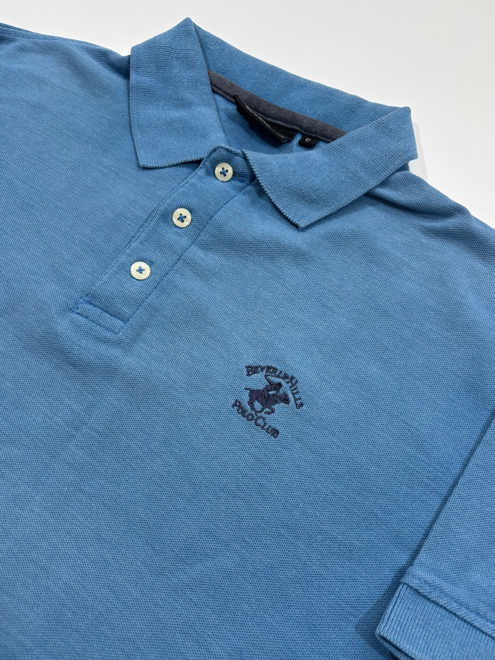 Beverly Hills Polo Club Cotton Blend Light Blue Short-Sleeve Pique Polo S